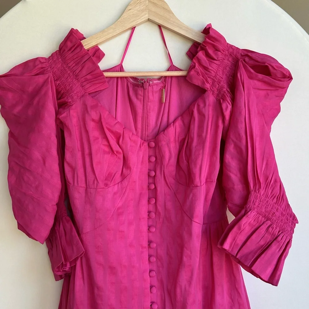 Cult Gaia Dress – Simona Off-The-Shoulder Dragonfruit Pink Size 6 - Picture 5 of 7